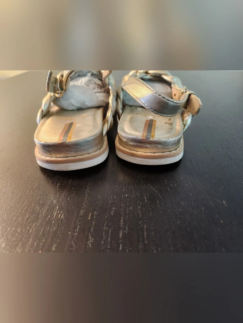 Sam Edelman Metallic Braided Slingback Sandals - Gold For Little Girls.